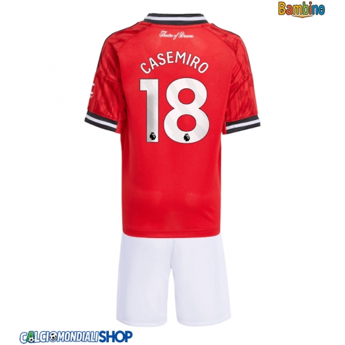Maglie da calcio Manchester United Casemiro #18 Prima Maglia Bambino 2025-26 Manica Corta + Pantaloni corti)